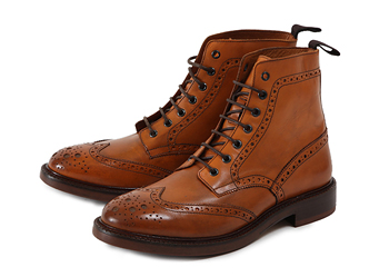 【GIANCARLO MORELLI】 ジャンカルロ・モレリ ウイングチップ ラウンド ブーツ WING HI GM01169 TAN(ブラウン) 40(25-25.5)