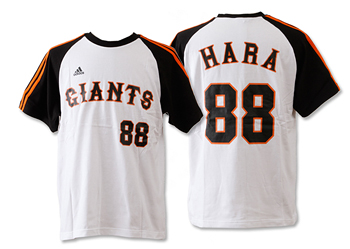 【ADIDASウェア】 P69471 GIANTS ジャイアンツ 背番号 Tシャツ 3 stripe2 88番 原 WSP WHITE/BLACK XL