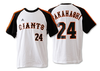 【ADIDASウェア】 P69472 GIANTS ジャイアンツ 背番号 Tシャツ 3 stripe2 24番 高橋 WSP WHITE/BLACK M