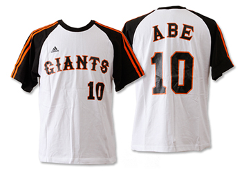 【ADIDASウェア】 P69473 GIANTS ジャイアンツ 背番号 Tシャツ 3 stripe2 10番 阿部 WSP WHITE/BLACK M