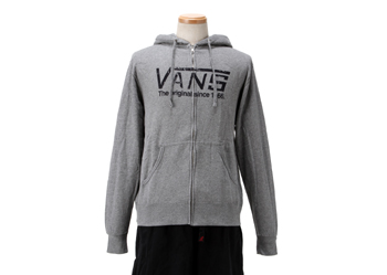 【VANSアパレル】 バンズ パーカー OLD SKOOL DROP V ZIP HOODIE VN-0NS51SW F11 GUNMETAL HEATHER S