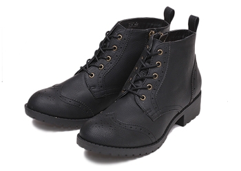 【NUOVO】 ウィングチップブーツ NC70083 WING TIP 4 ヒール4cm SP14 BLACK XL(24.5-25)