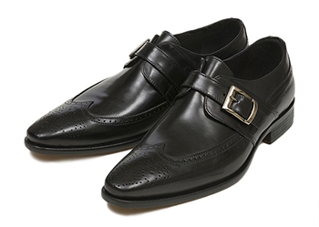 【GIANNI RUSSO】 ジャンニ ルッソ WING MONK ウィングモンク 1507F CALF BLACK 43(27.5)