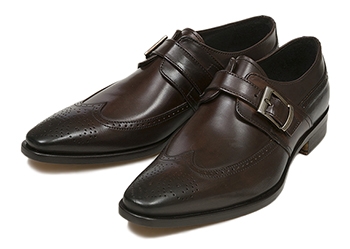 【GIANNI RUSSO】 ジャンニ ルッソ WING MONK ウィングモンク 1507F CALF DARK BROWN 43(27.5)