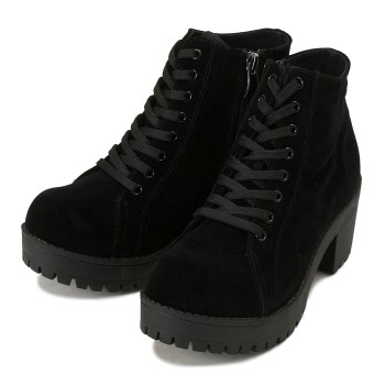 レディース 【NUOVO】 ヌオーヴォ ボリュームブーツ BULB LACE 6.5 NE80108 S/BLACK L(24cm-)