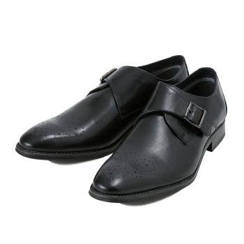 【STEFANO ROSSI】 ステファノロッシ ビジネスシューズ LN MONK STRAP ロングノーズ モンクストラップ SR01138 NERO 39（24.5）