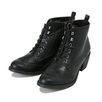 レディース 【NUOVO】 ヌオーヴォ メダリオンブーツ MED HEELLACE 5 NE80122 BLACK S(22.5-23)