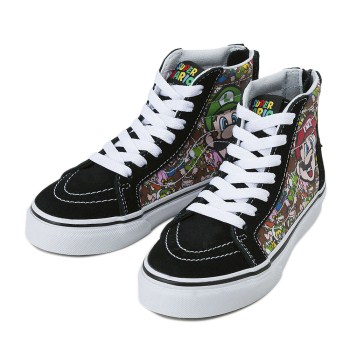 [ NINTENDO COLLECTION ] キッズ 【VANS】 ヴァンズ SK8-HI ZIP スケートハイ ジップ VN000W9WK5P 16SM (NIN)M&L/T.WHT 16cm(11)
