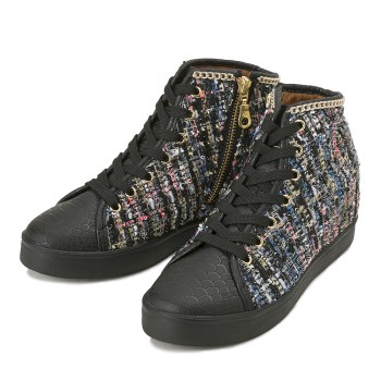 レディース 【HAWKINS】 ホーキンス インヒールハイカットスニーカー JESSIE I/H4.5 HW00122 TWEED BLACK 8(25)