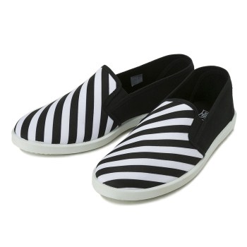 【VULCARINI】 ヴァルカリーニ SLIP-ON STRIPE スリッポン スタライプ 1615 BIANCO/NEGRO 42(26.5-27)