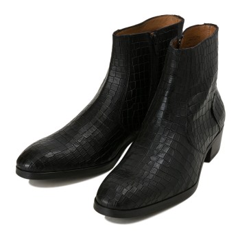 【G.C.MORELLI】 ジャンカルロモレリ ドレスシューズ SIDE ZIP サイドジップ GM01282 NERO/CROCO 44(28cm)