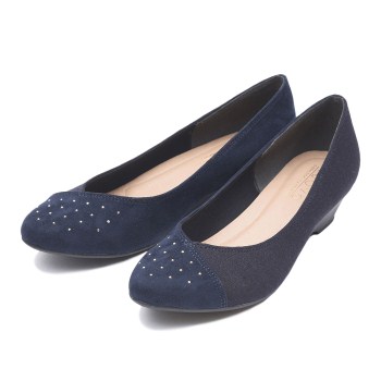 レディース 【NUOVO】 ヌオーヴォ フィットパンプス FL PTD COMBI 4 ポインテッド コンビ NE30146 S/NAVY XXL(25.5cm)