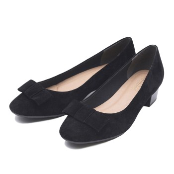 レディース 【NUOVO】 ヌオーヴォ フィットパンプス FL SQ RIBBON3.5 スクエアトゥ リボン NE30147 S/BLACK XL(24.5-25cm)