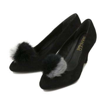 レディース 【NUOVO】 ヌオーヴォ フィットパンプス ポインテッドトゥ FL PTD FUR 7 NE40095 S/BLACK L(24cm-)