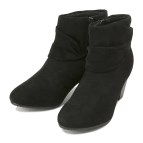 レディース 【NUOVO】 ヌオーヴォ カジュアルブーツ SHIRRING HEEL 6.5 NC80095 S/BLACK XL(24.5-25cm)