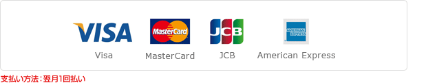 Visa MasterCard JCB American Express DinersClub